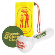 Cheech & Chong Glass 4.5" White Happy Herbs Hand Pipe W/Ash Catcher Mouthpiece