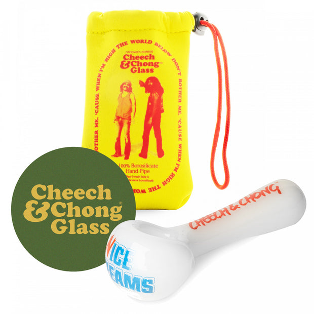 Cheech & Chong Glass 4.5" Nice Dreams Hand Pipe W/Ash Catcher Mouthpiece