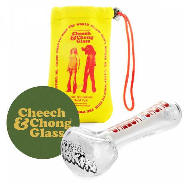 Cheech & Chong Glass 4.5" Stll Smokin Hand Pipe W/Ash Catcher Mouthpiece
